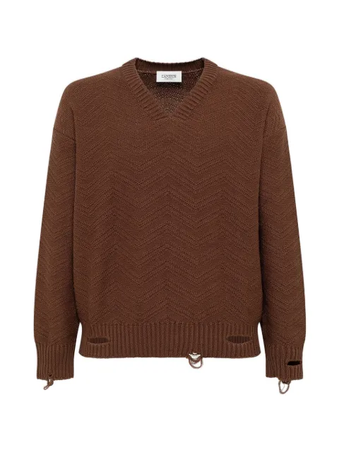 Laneus distressed v-neck jumper