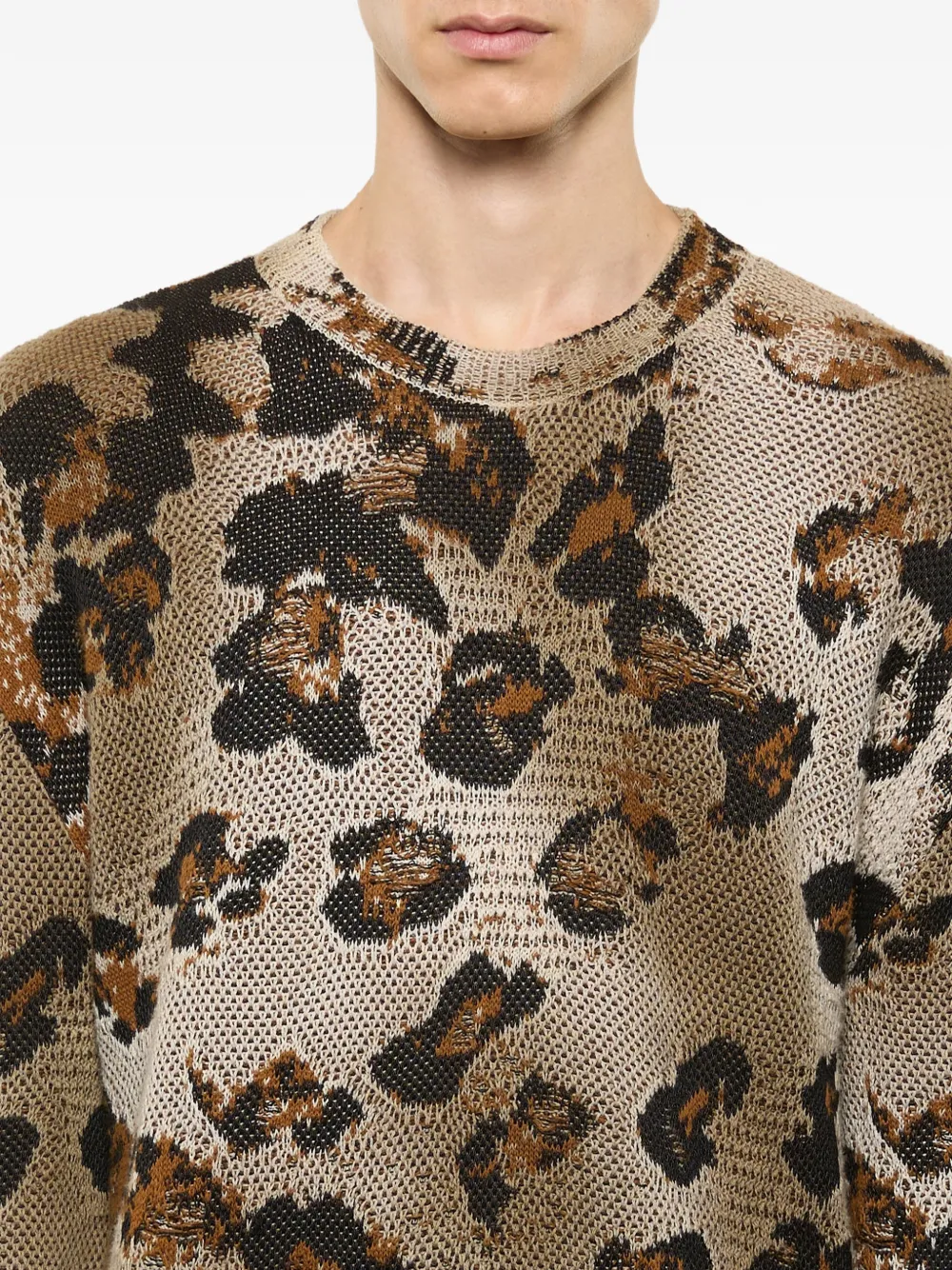 Laneus Trui met luipaardprint Bruin