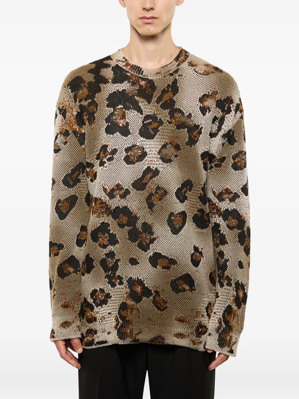  Laneus Leopard Print Knitted Jumper - Brown 
