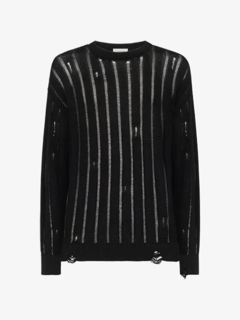 Laneus ripped striped jumper