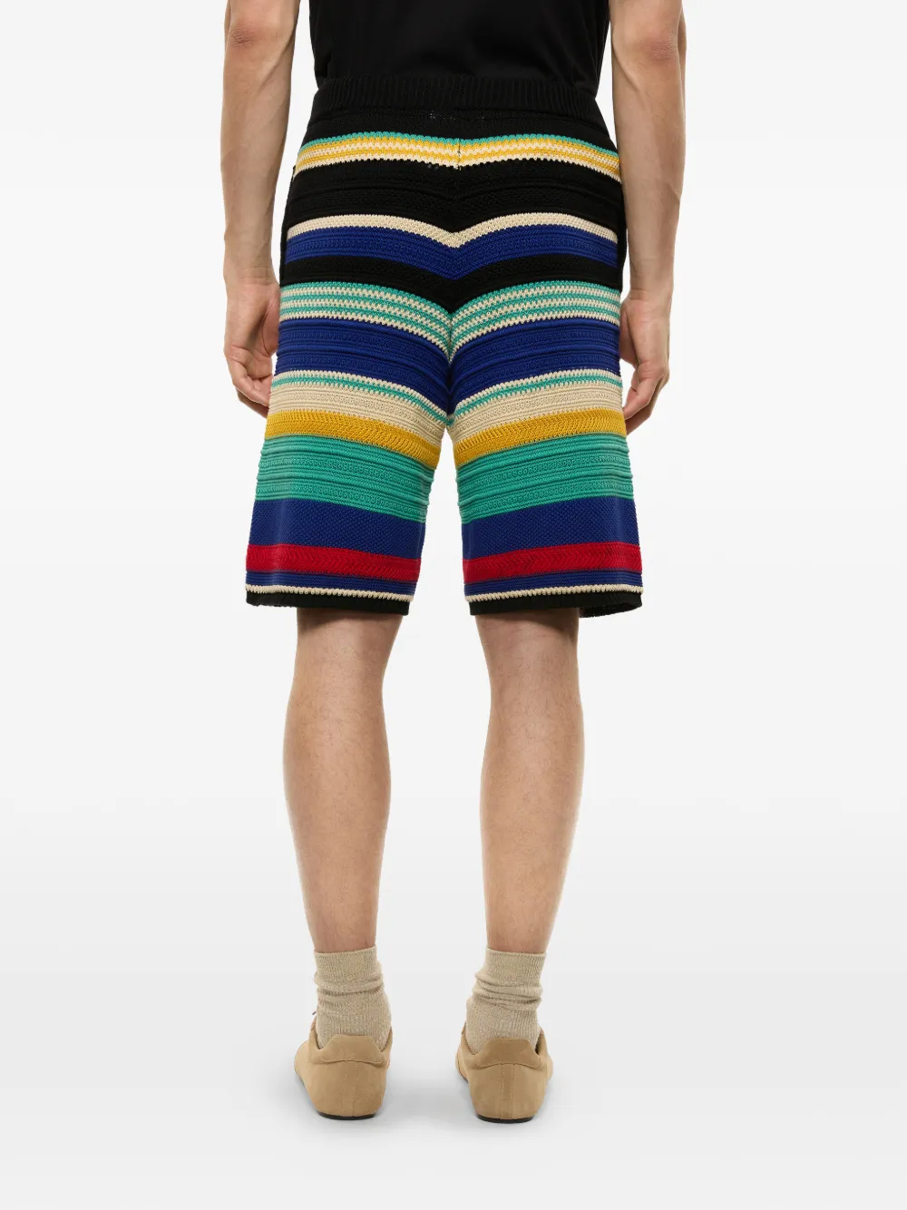 Laneus Gestreepte gebreide shorts Zwart
