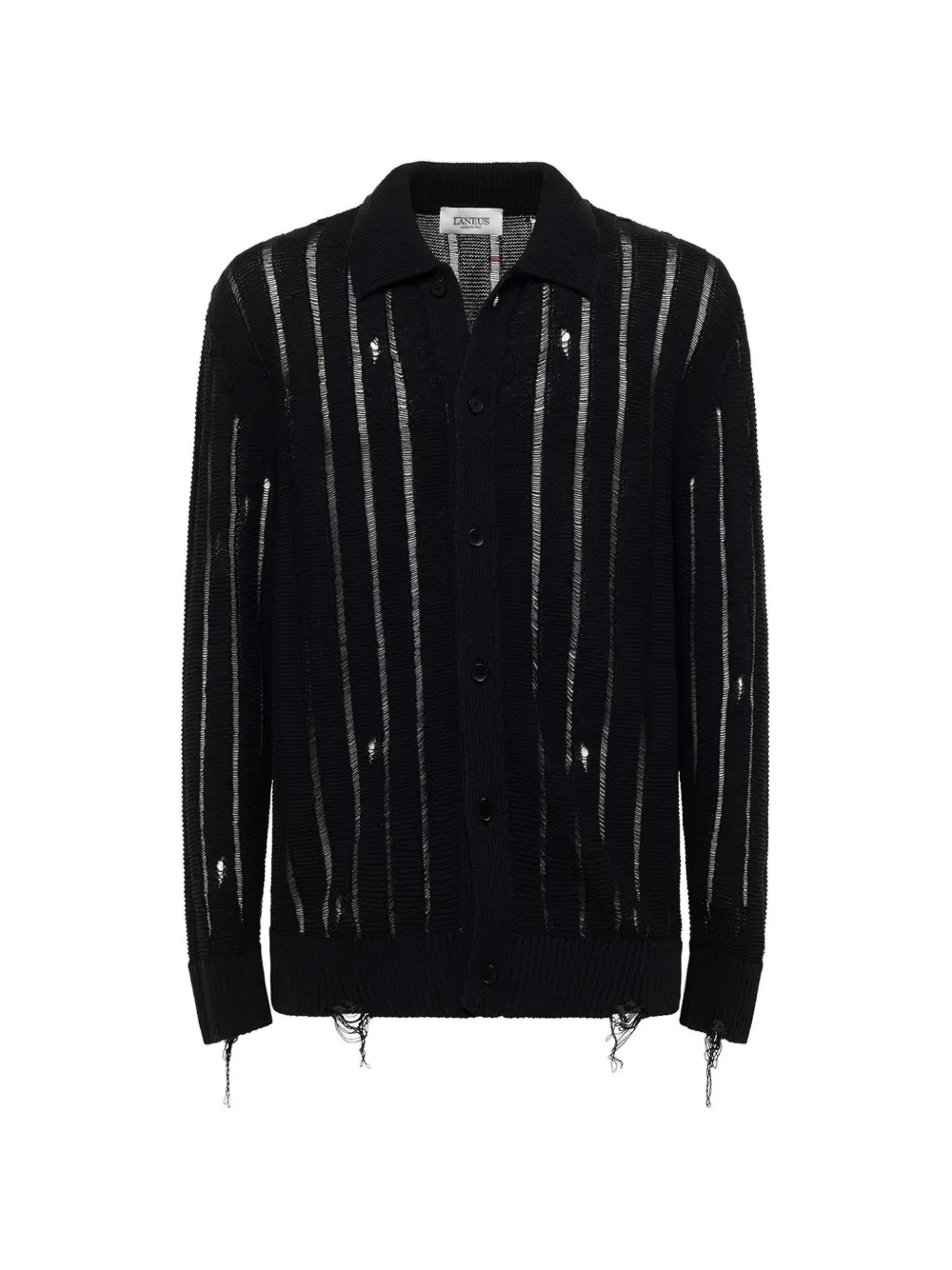 Laneus Cardigan con colletto polo - Nero