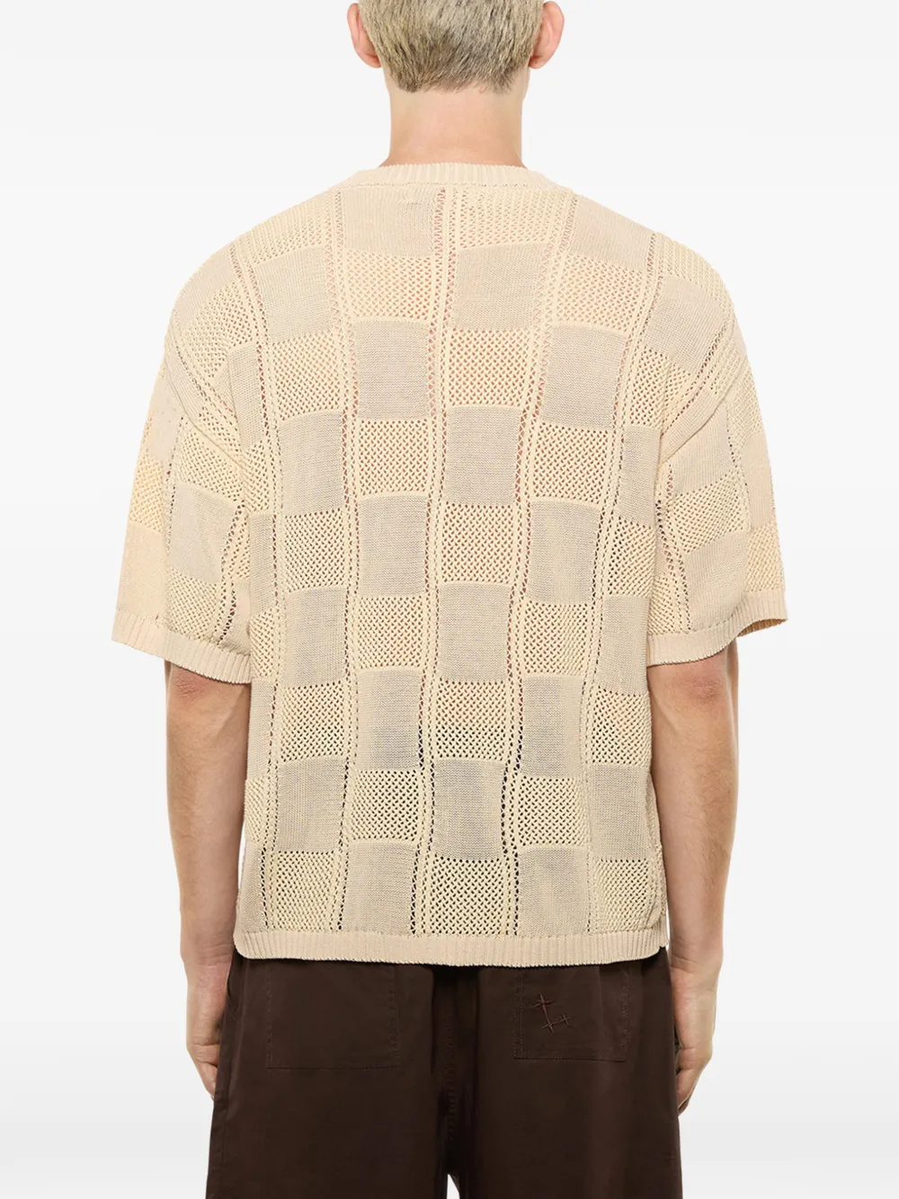  Laneus Knitted Check T-shirt - Neutrals 