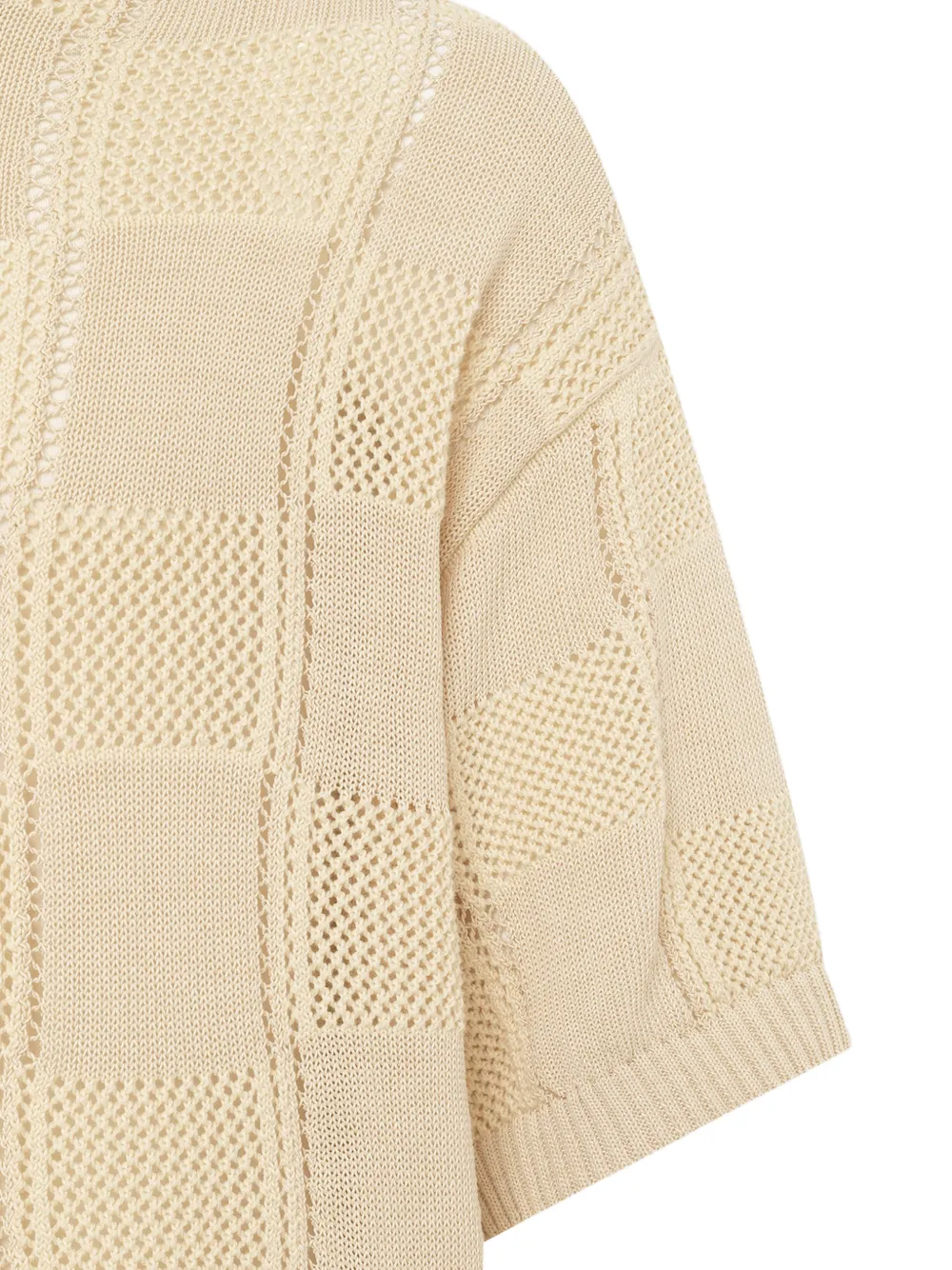 Laneus Gebreid geruit T-shirt Beige