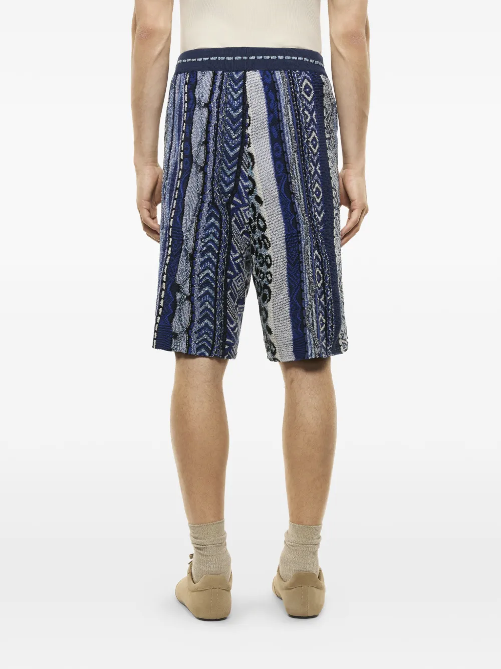  Laneus Knitted Print Shorts - Blue 