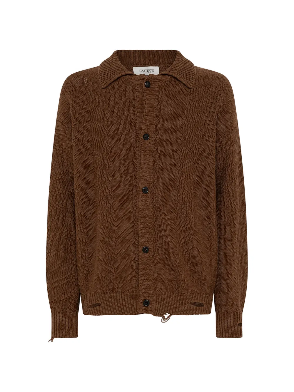 Laneus Gestricktes Poloshirt - Braun