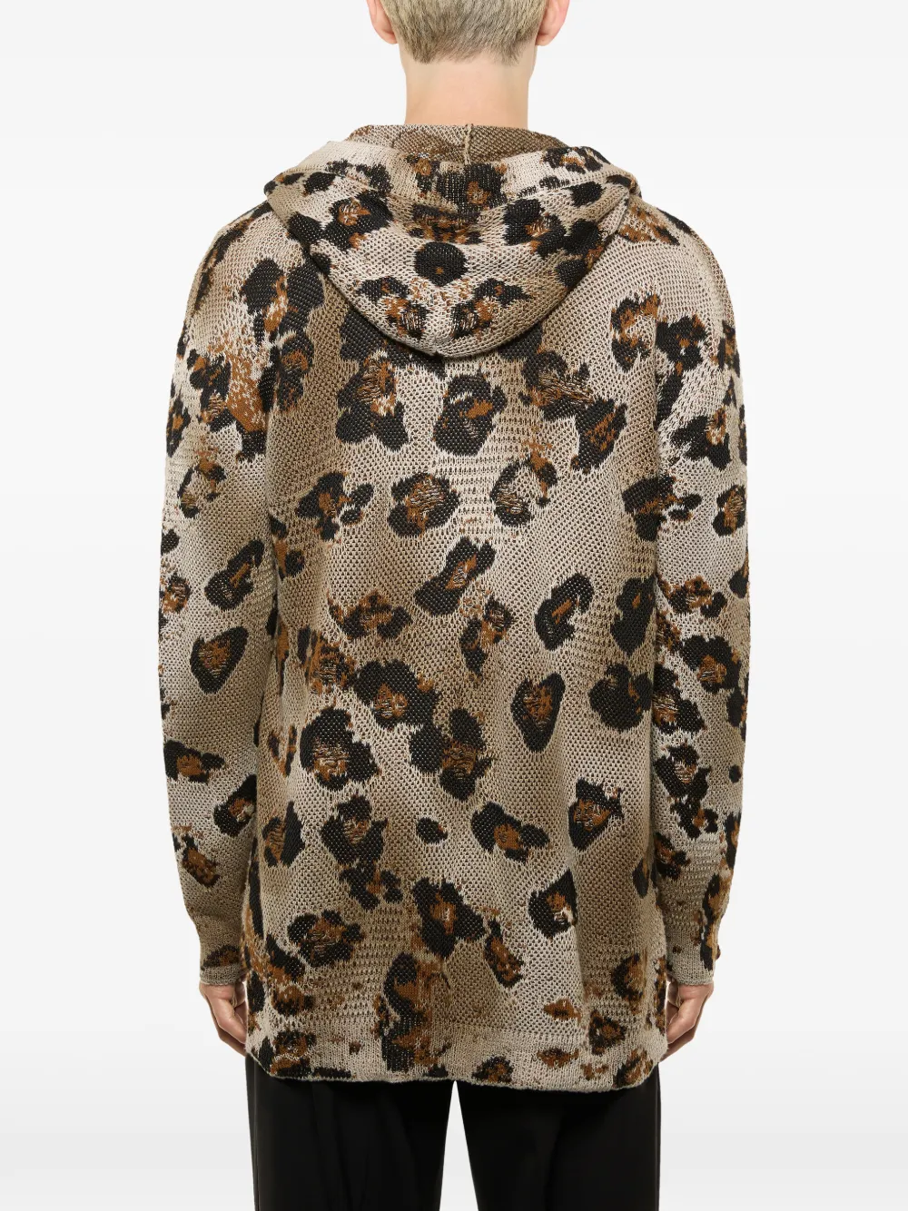 Leopard-Print Hooded Cardigan