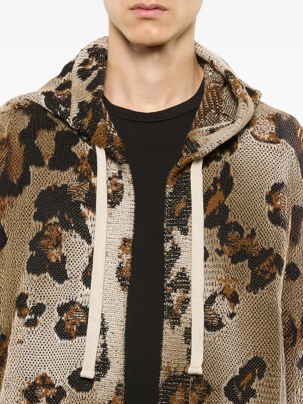 Leopard-Print Hooded Cardigan