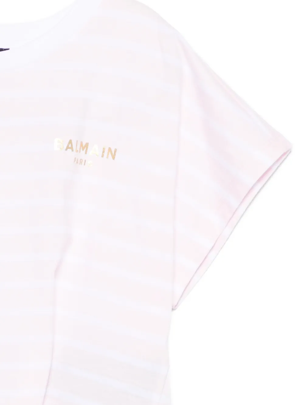 Balmain Kids Gestreept T-shirt Roze