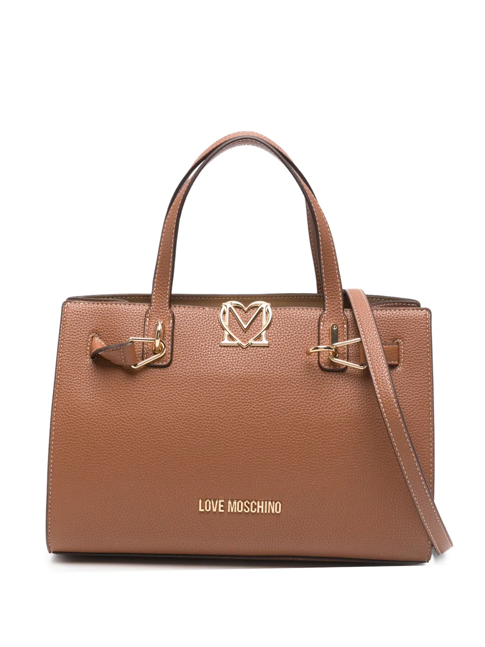 Love Moschino logo-plaque tote bag - Marrone