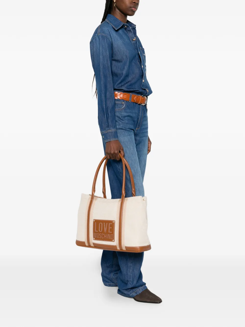 Love Moschino Heuptas met logoplakkaat Beige