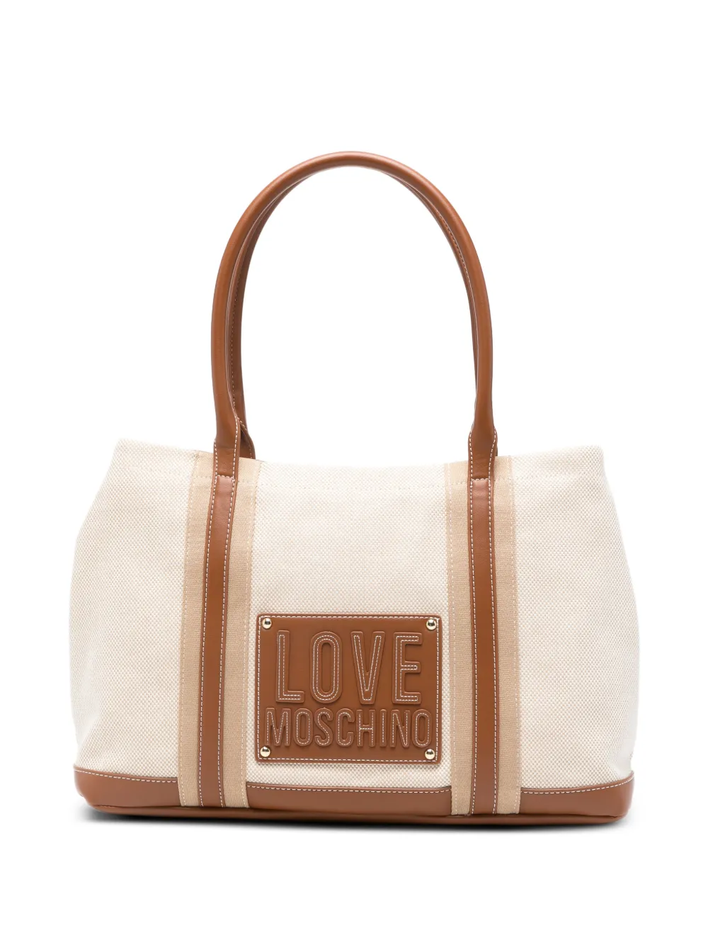 Love Moschino logo-plaque tote bag - Toni neutri