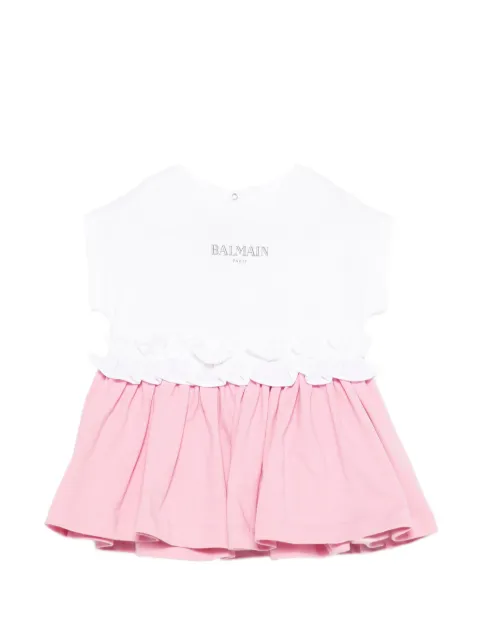 Balmain Kids vestido largo con detalle de volantes