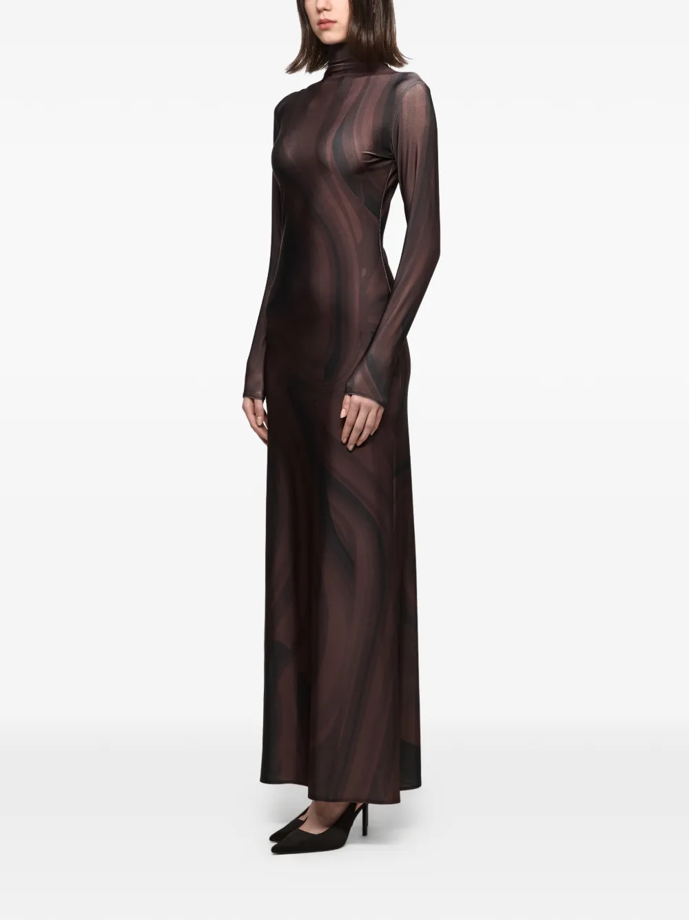 Atu Body Couture Maxi-jurk met col Bruin