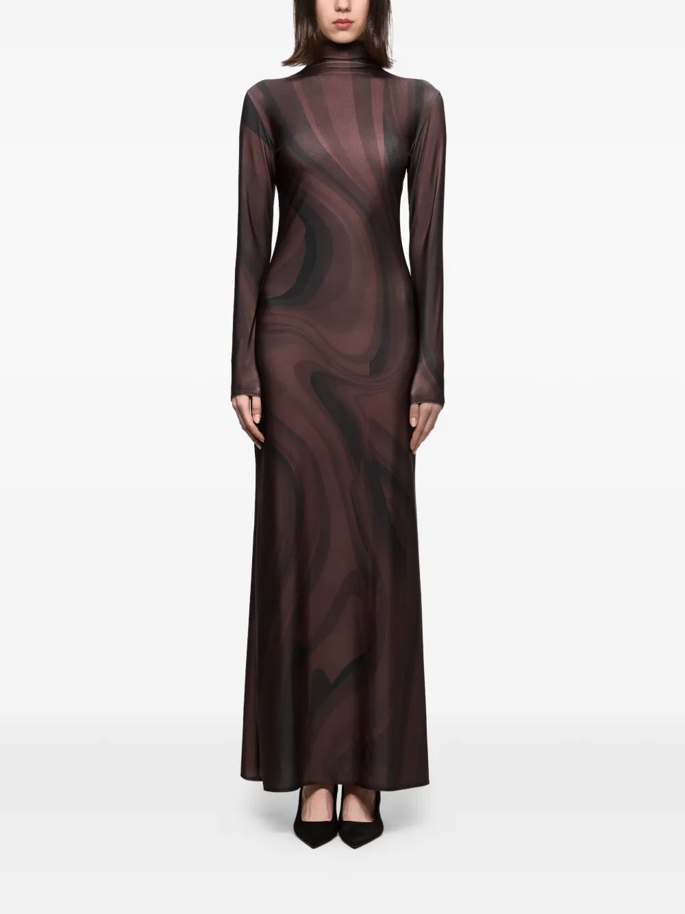Atu Body Couture roll-neck print maxi dress - Braun