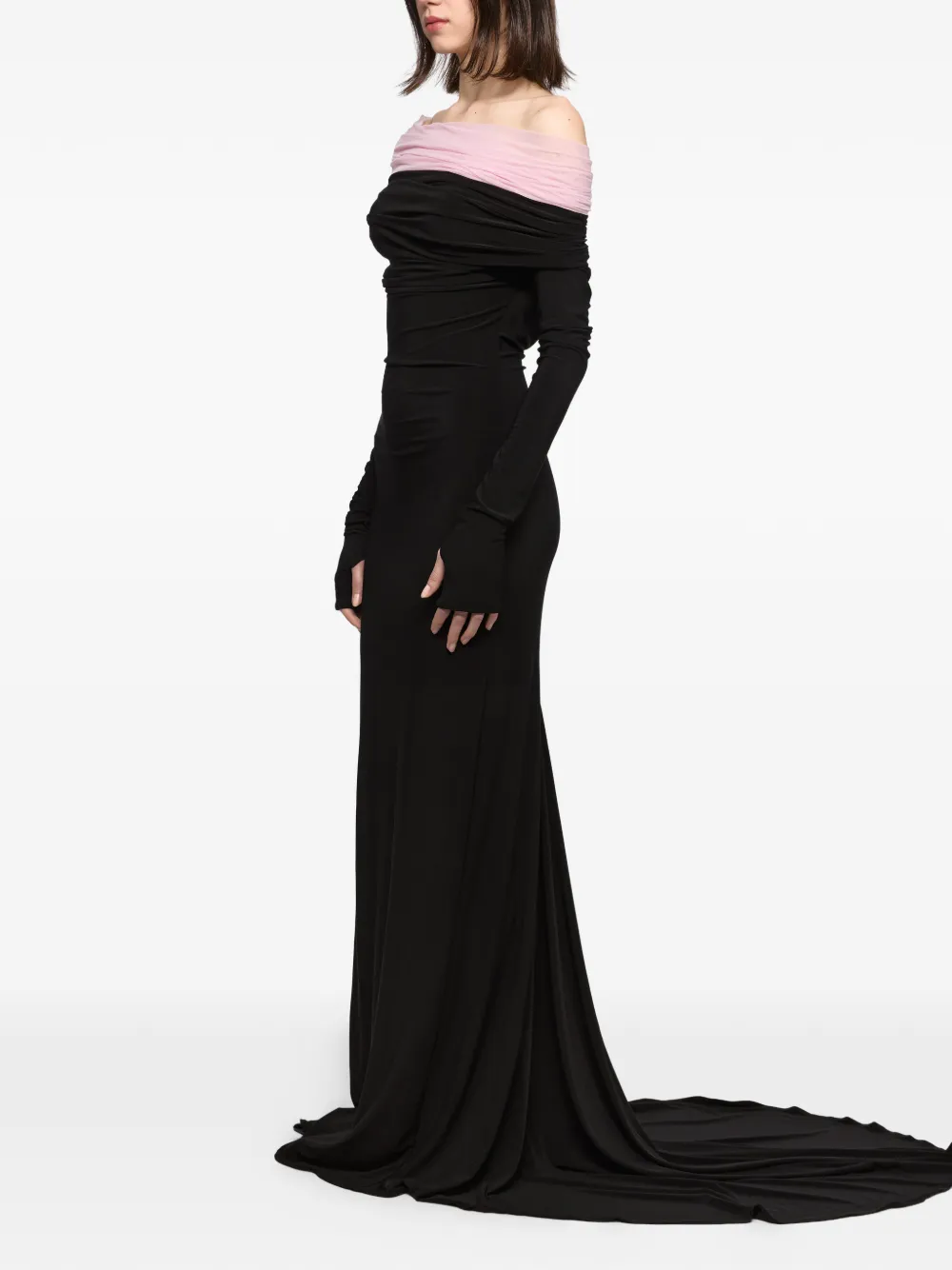 Atu Body Couture Crown off-shoulder maxi-jurk Zwart