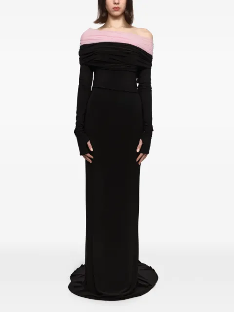 Atu Body Couture crown off-shoulder long-sleeve maxi dress
