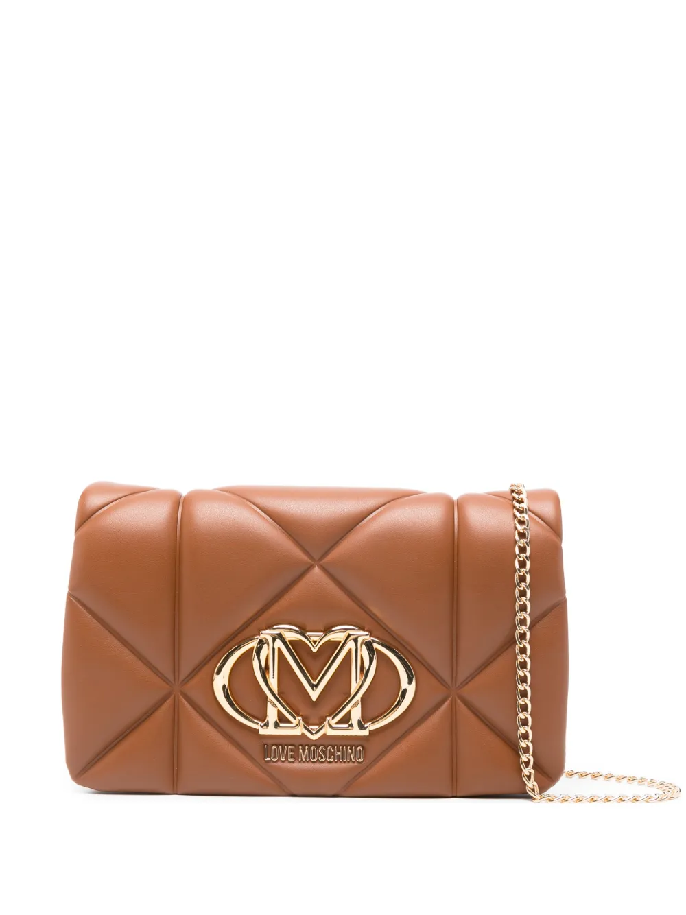 Love Moschino quilted logo cross body bag - Marrone