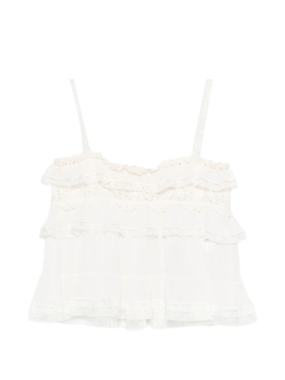 Alberta Ferretti lace ruffled top - Bianco