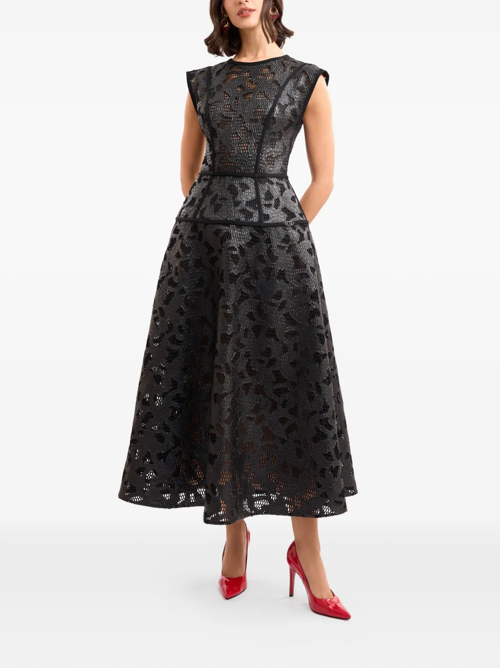 Gemy Maalouf laser-cut midi dress - Nero