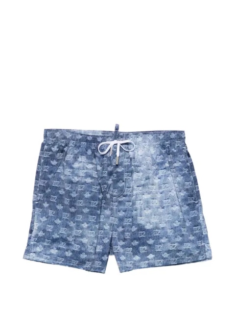 DSQUARED2 logo-print denim-effect swim shorts 