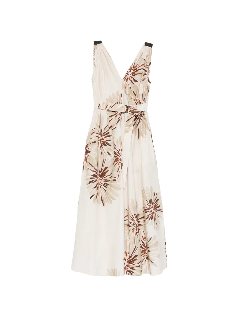 Brunello Cucinelli floral belted midi dress - Toni neutri
