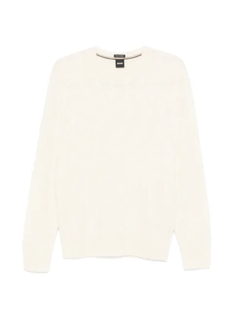 BOSS cable-knit crew-neck sweater