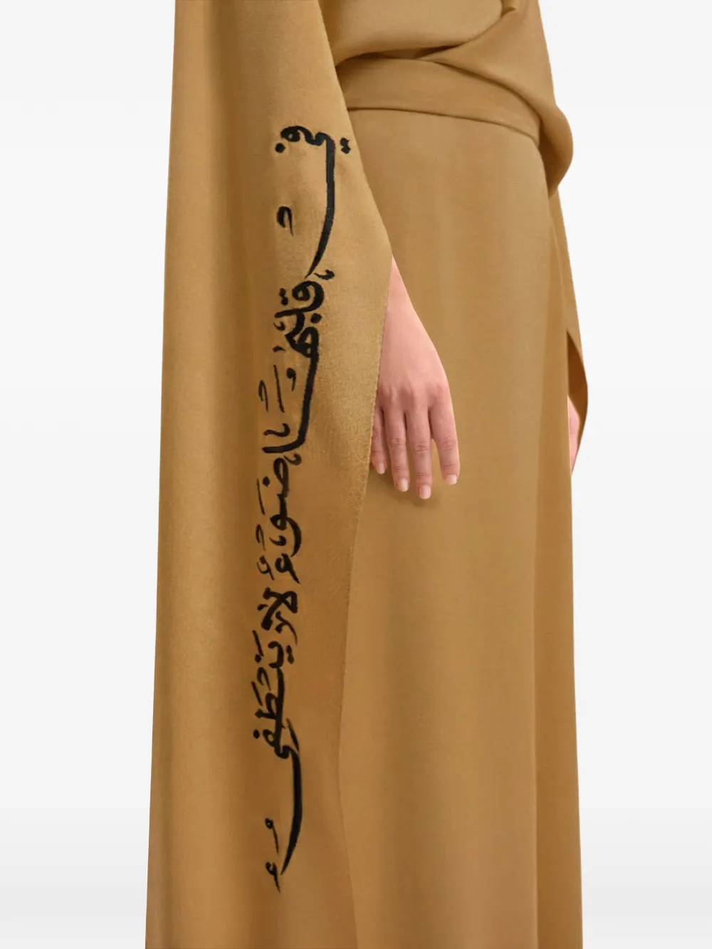 Gemy Maalouf Calligraphy maxi-jurk met col Bruin