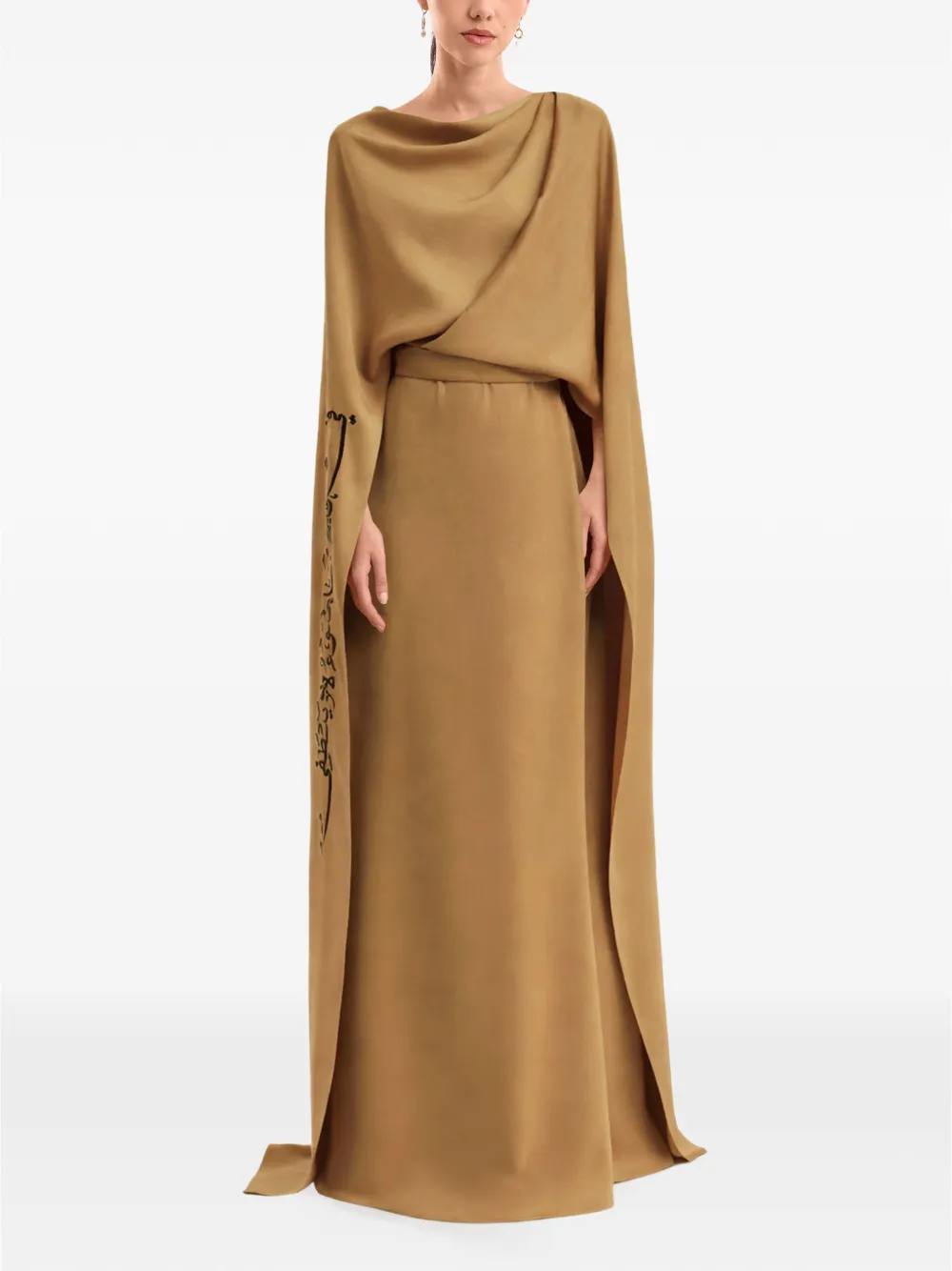 Gemy Maalouf Abito lungo Calligraphy - Marrone