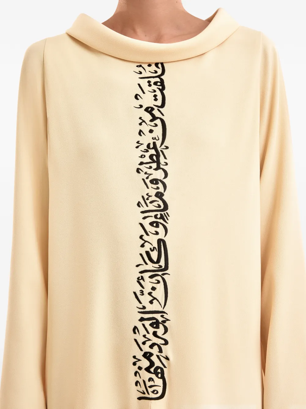 Gemy Maalouf Tuniek met geborduurde kalligrafie Beige