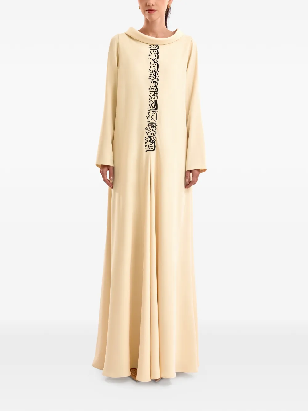 Gemy Maalouf Tuniek met geborduurde kalligrafie Beige