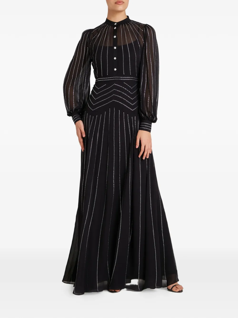 Temperley London Villanelle buttoned embellished maxi dress - Zwart