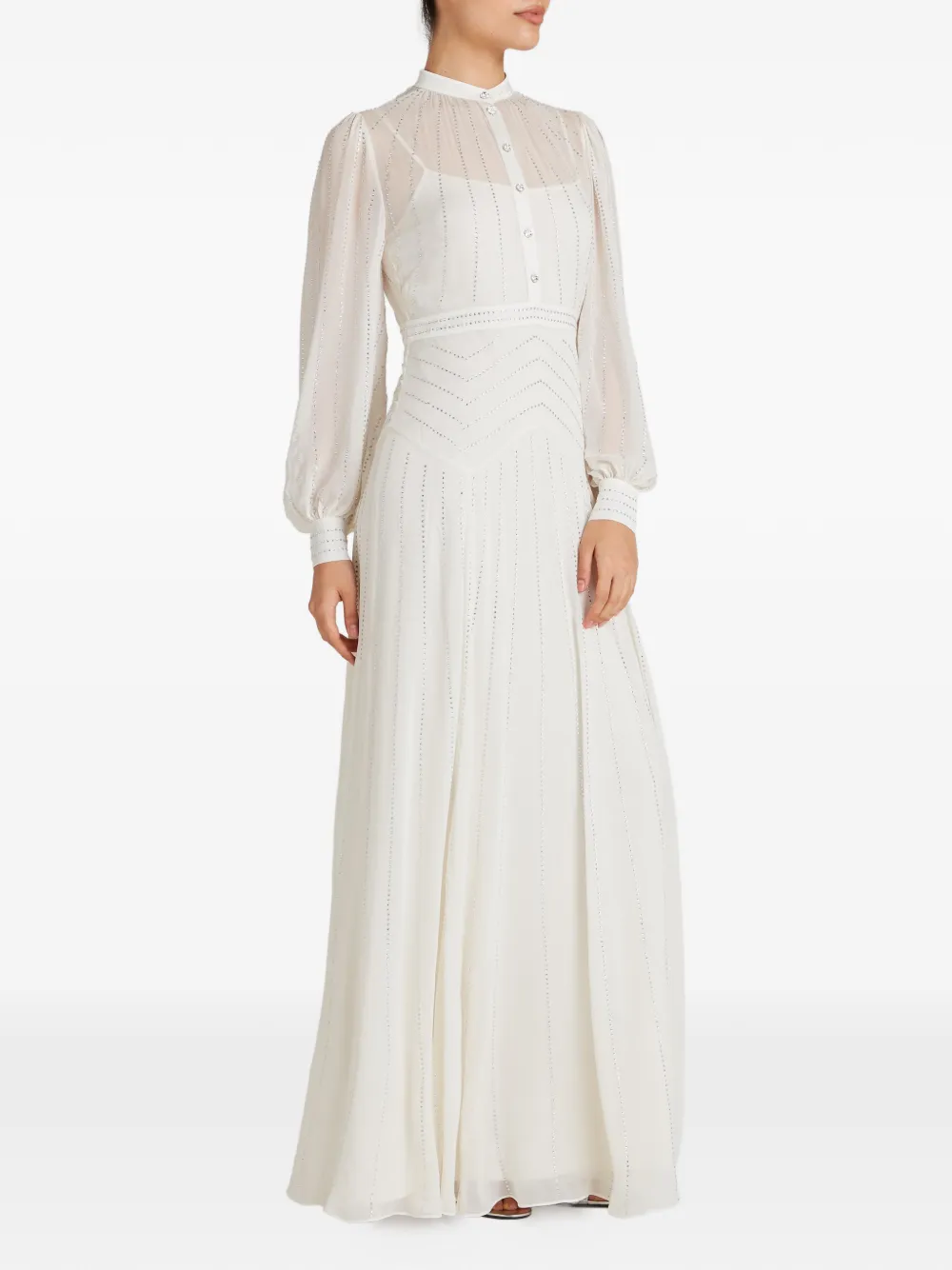 Villanelle Buttoned Long-Sleeve Maxi Dress