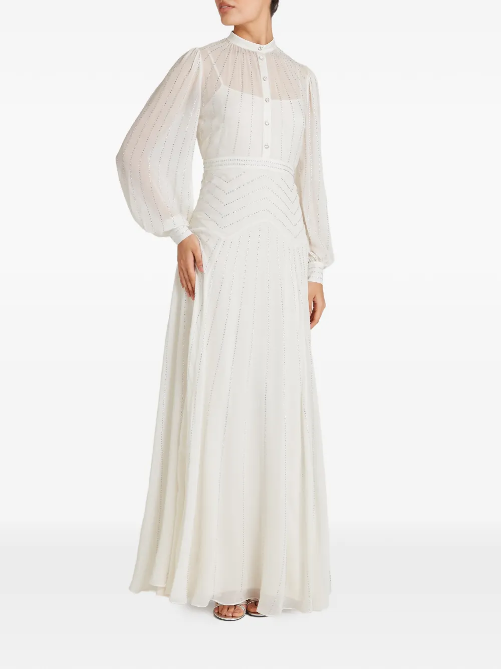 Temperley London Villanelle buttoned long-sleeve maxi dress - Beige