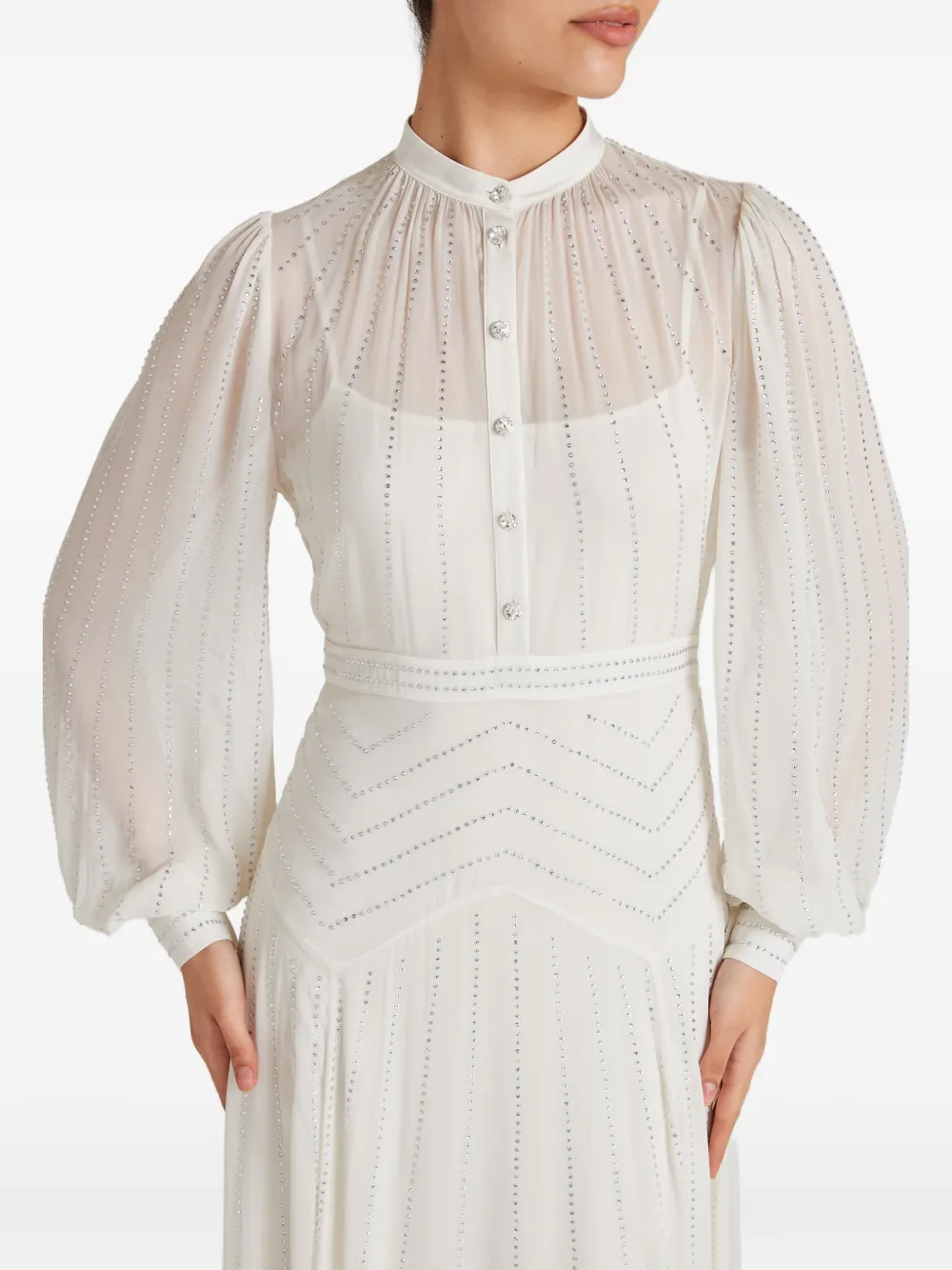 Villanelle Buttoned Long-Sleeve Maxi Dress