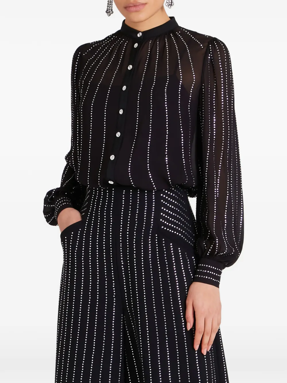 Temperley London Villanelle blouse met stras Zwart