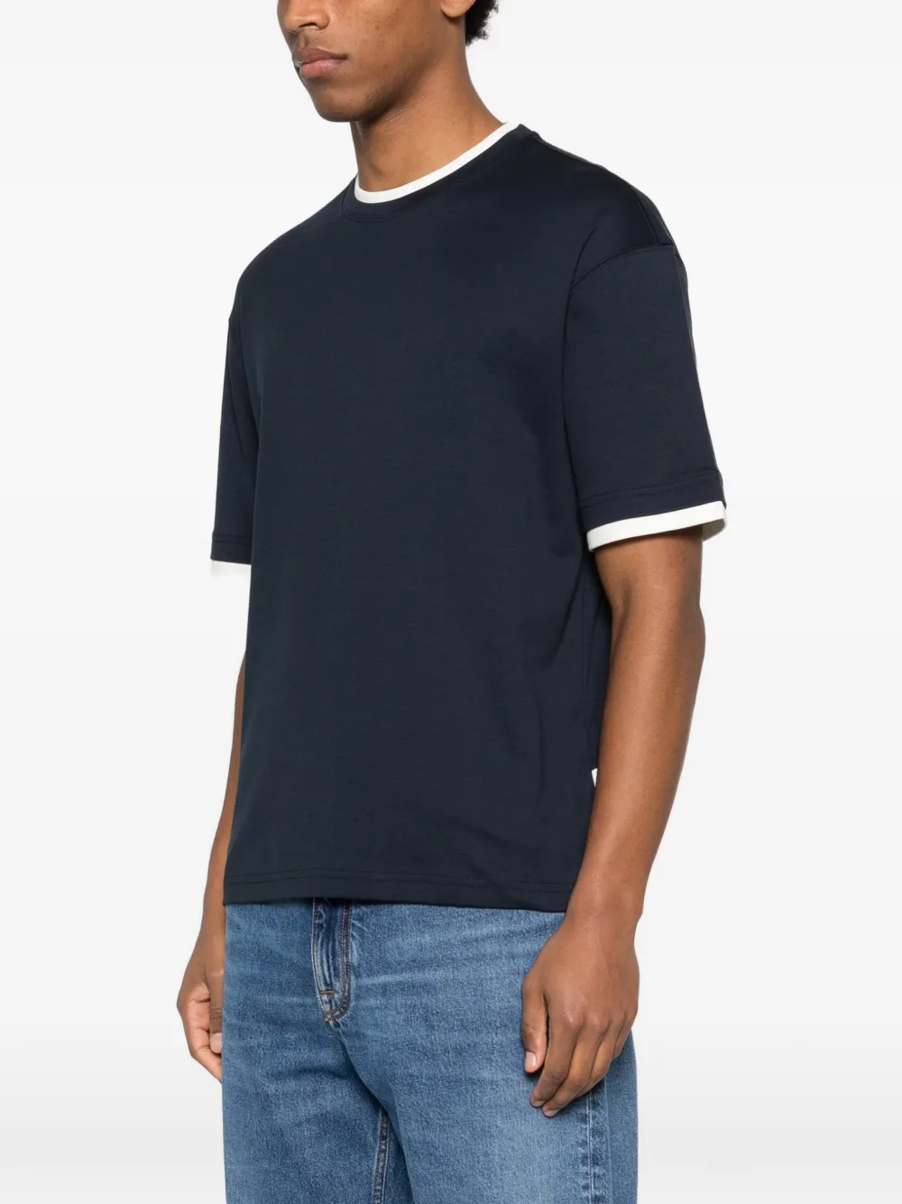  Lardini Contrasting-trim T-shirt - Blue 