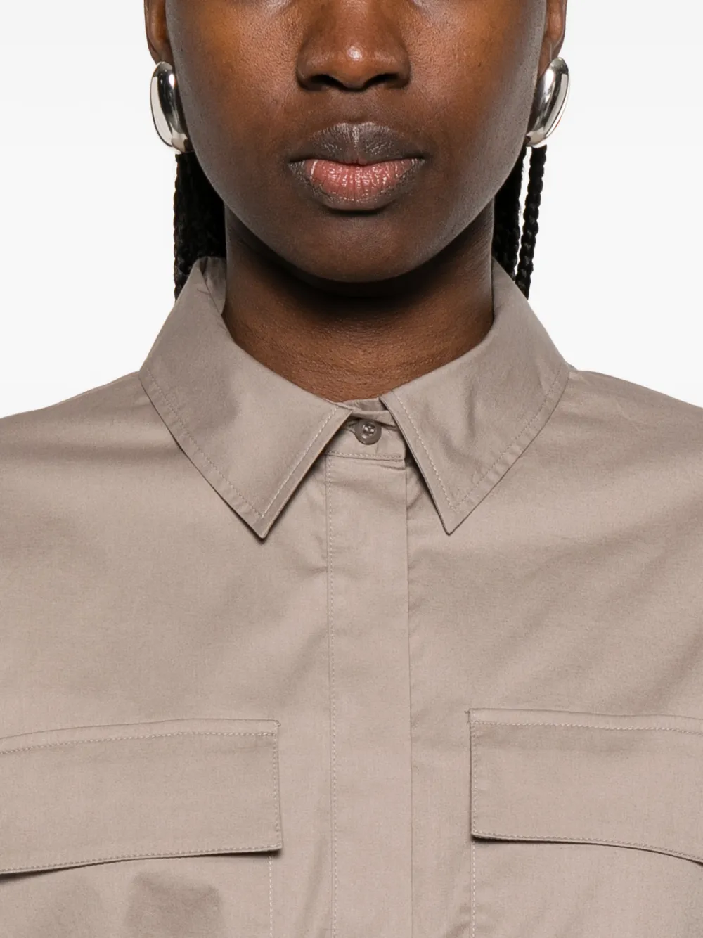 Chest-Pockets Belted Dress