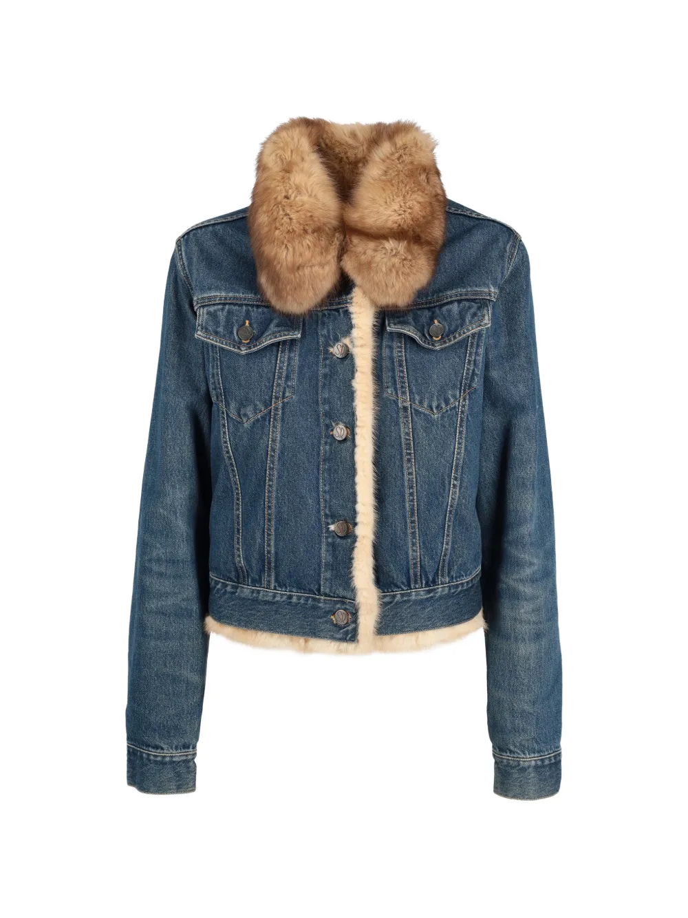 Simonetta Ravizza faux-fur denim jacket - Blu