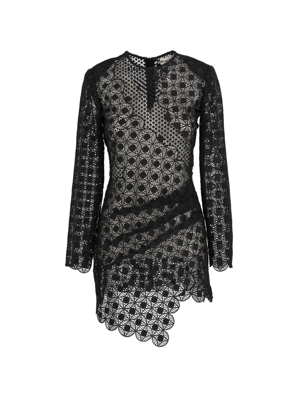 Self-Portrait laced asymmetrical dress - Nero