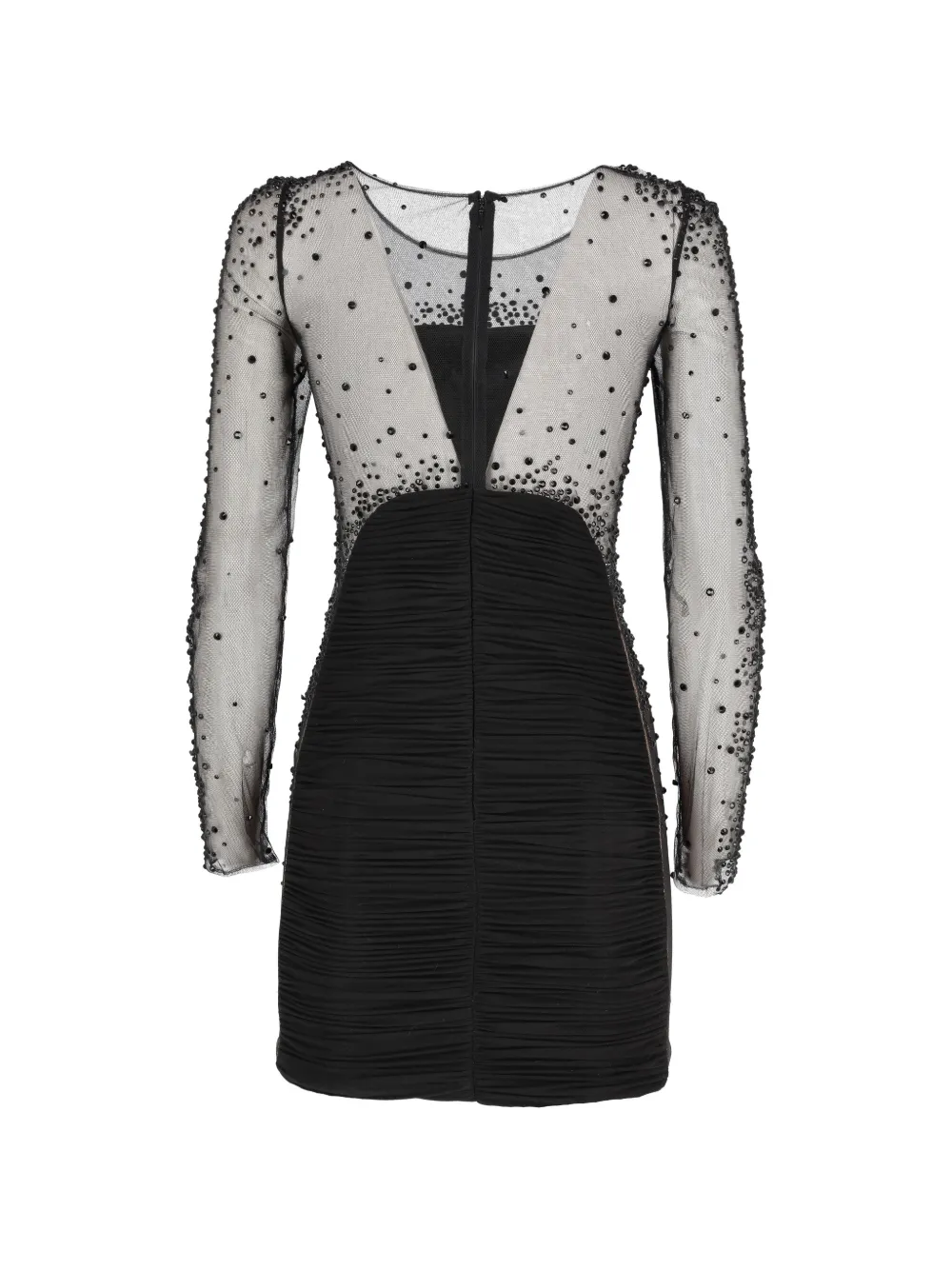Vintage sheer embellished mini dress - Zwart