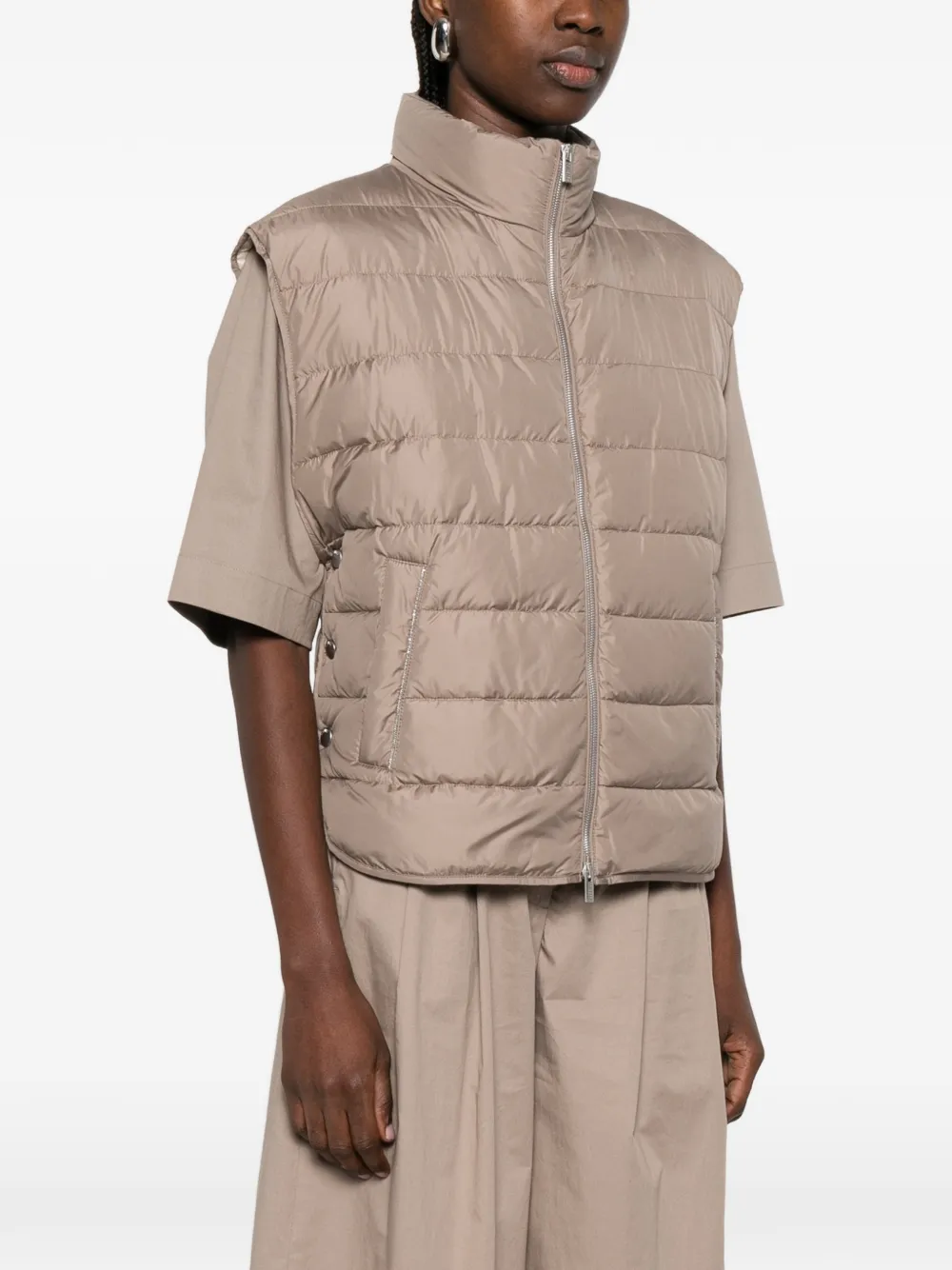 Peserico Quilted Zip Gilet - Neutrals 