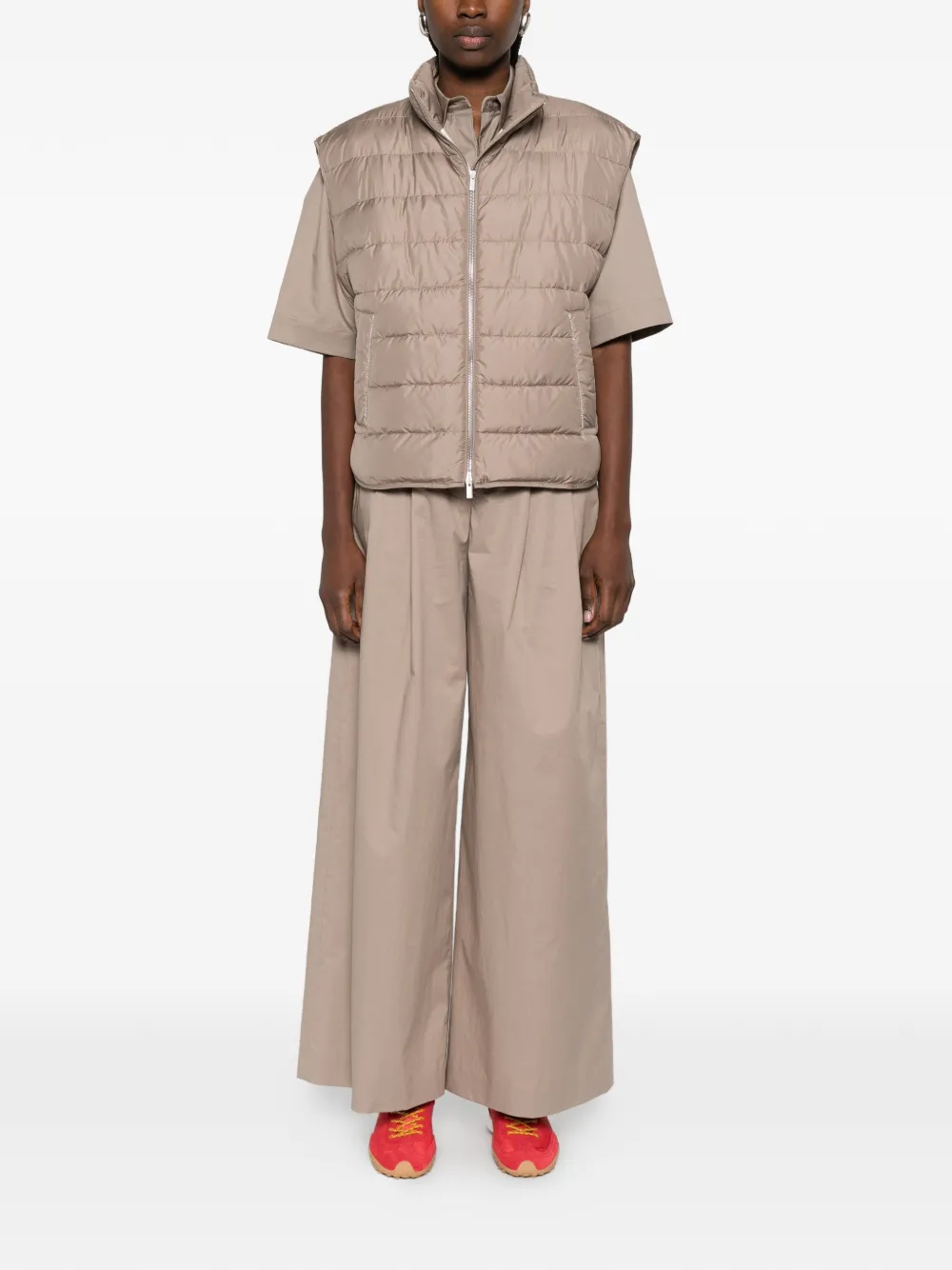  Peserico Quilted Zip Gilet - Neutrals 