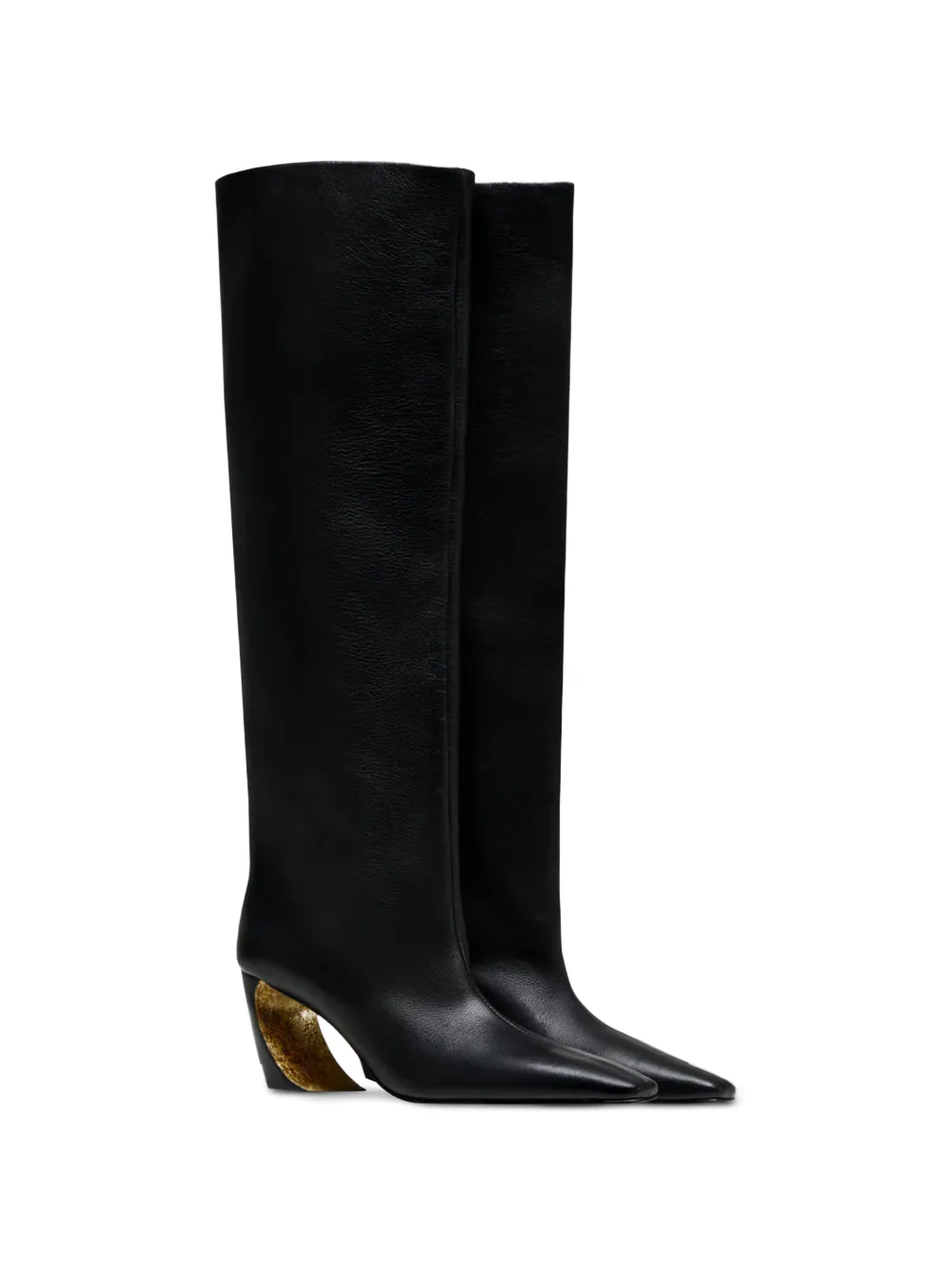 Vanda Novak Venus knielaarzen met bewerkte hak Zwart