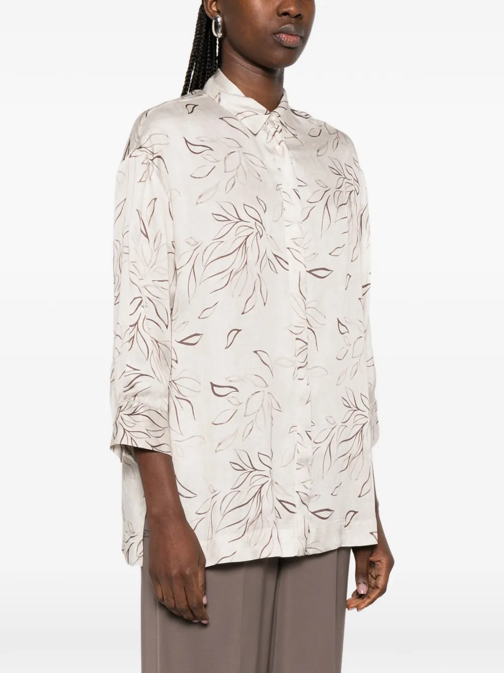 Peserico Blouse met bloemenprint Beige