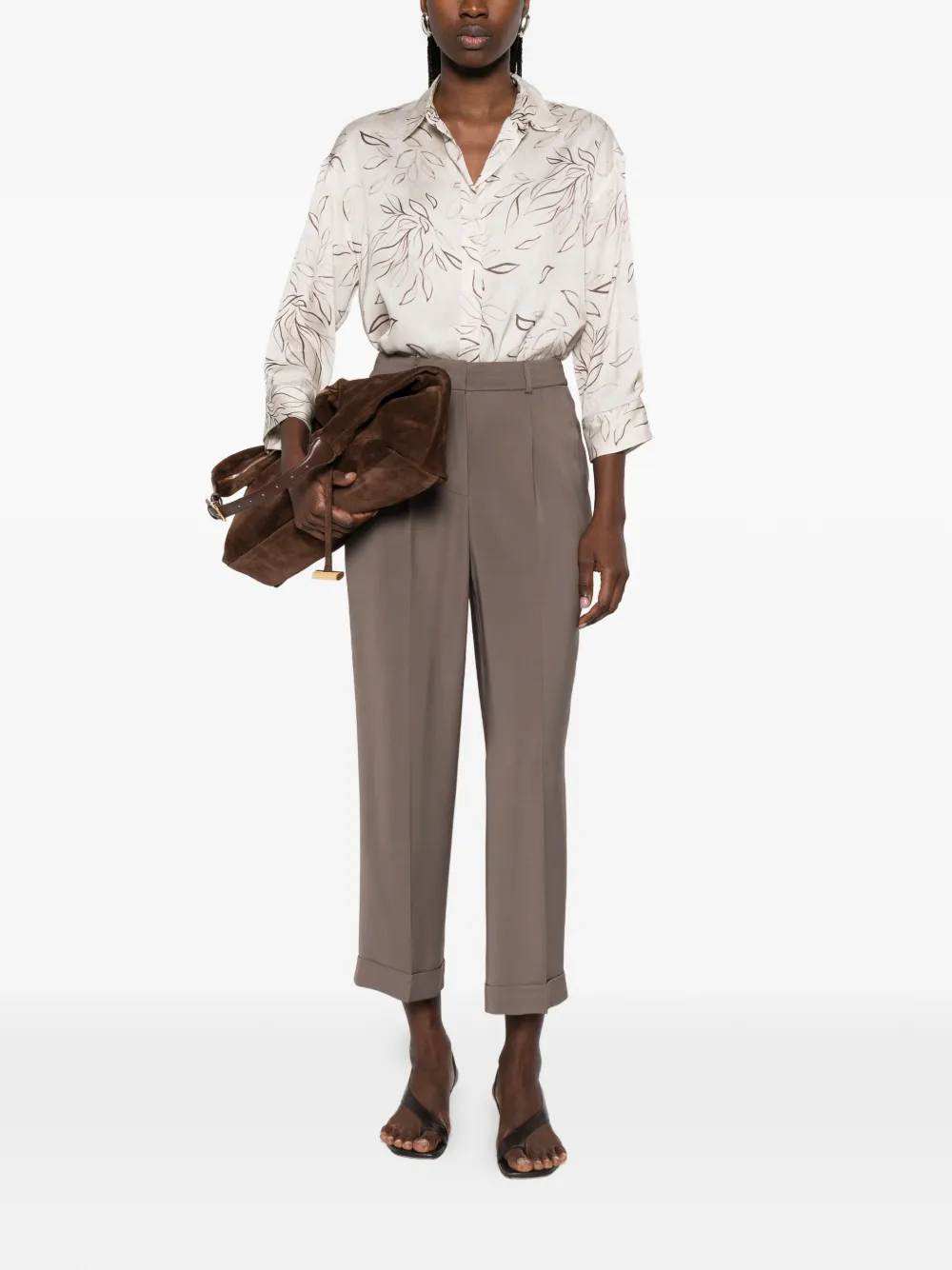 Peserico Blouse met bloemenprint Beige