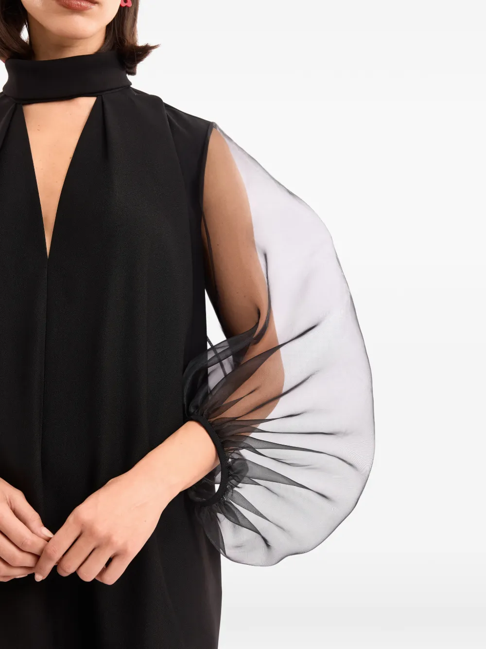 Gemy Maalouf Mini-jurk met V-hals en split Zwart