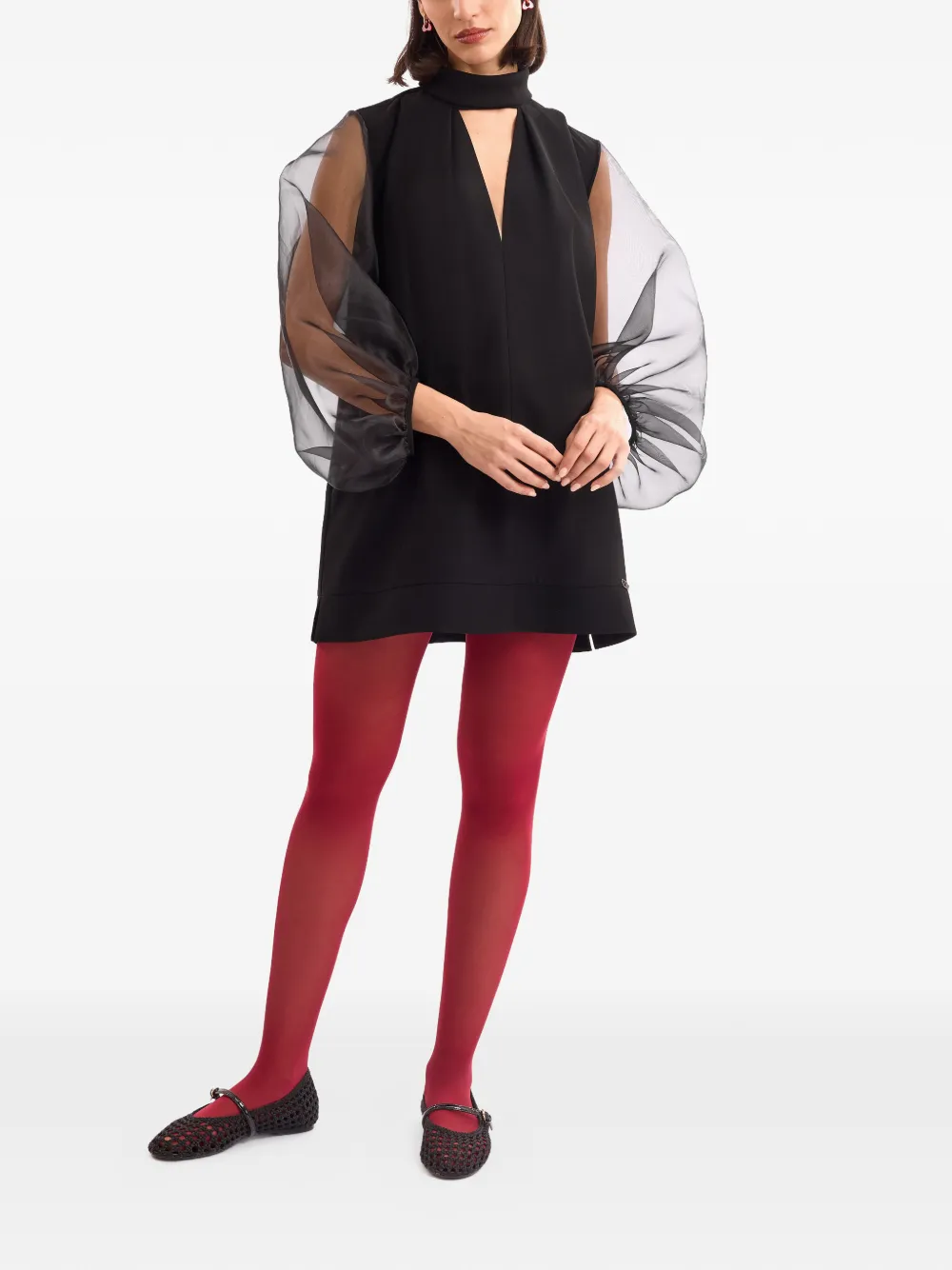 Gemy Maalouf split V-neck mini dress - Nero