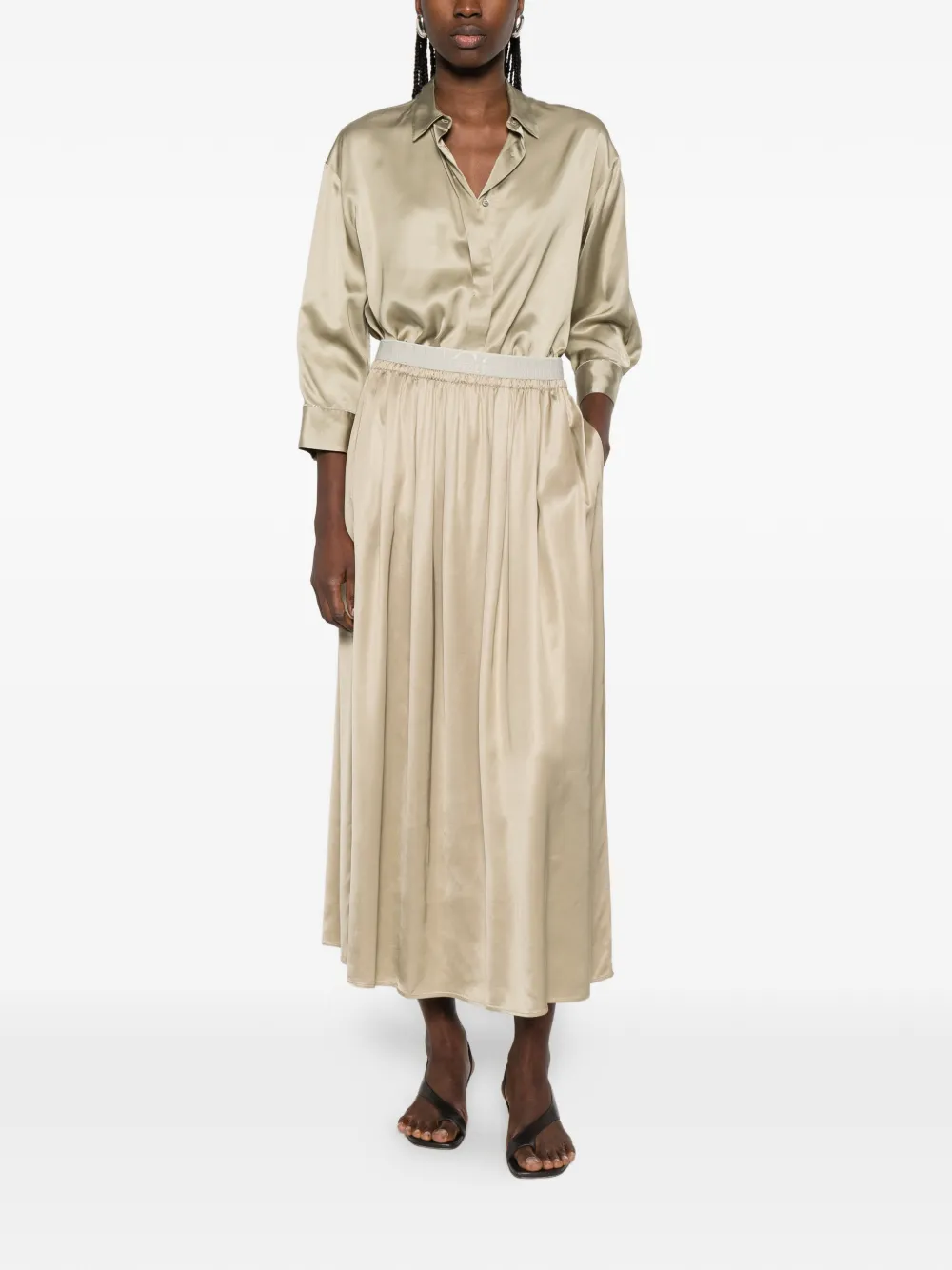 Peserico Top met manchetten met knopen Beige