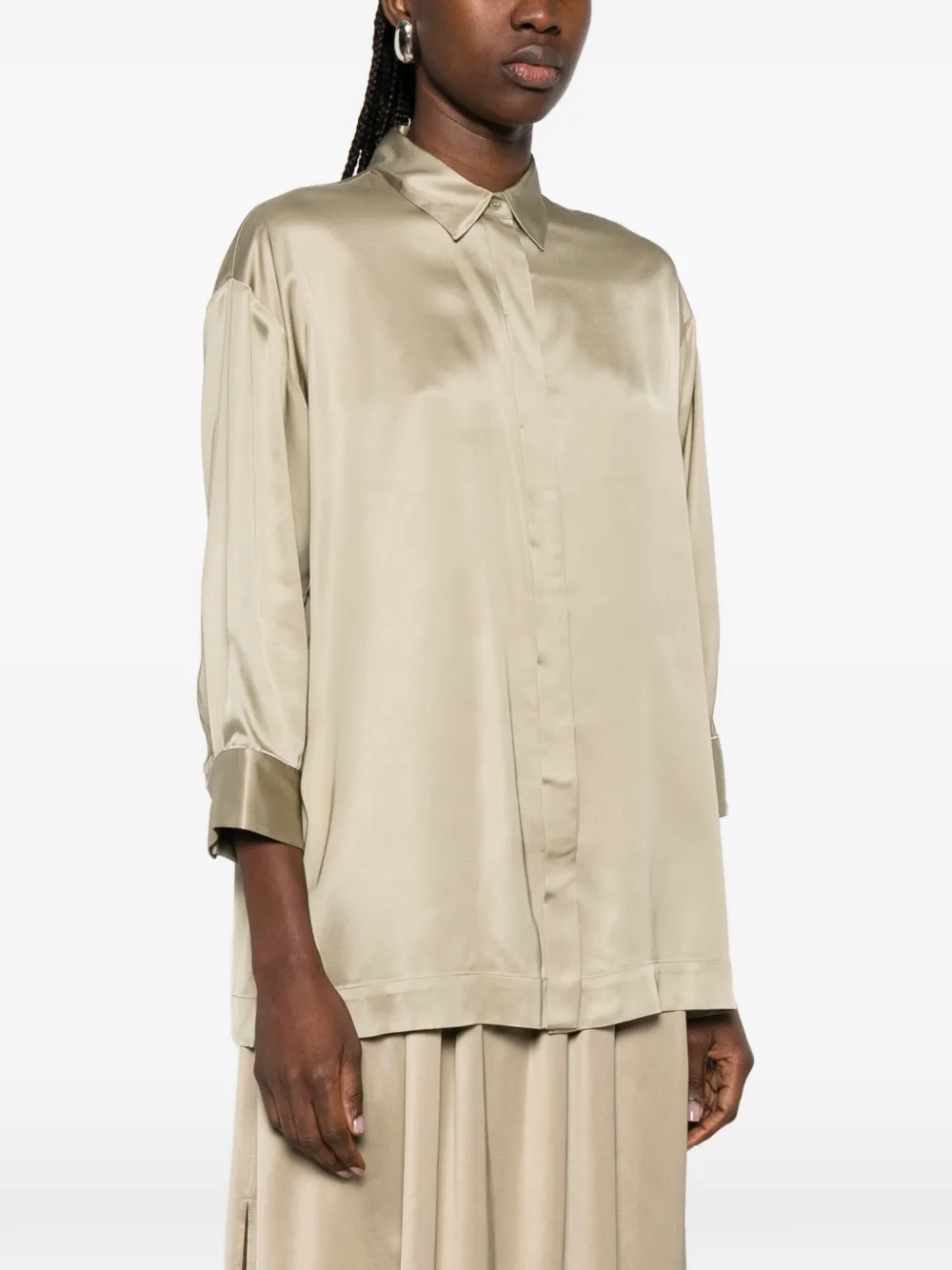 Peserico Top met manchetten met knopen Beige